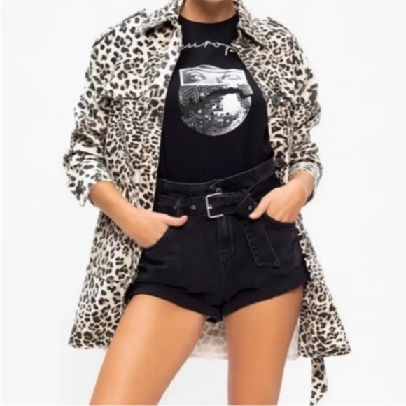 All Saints Leo leopard denim jacket - Picture 1 of 11